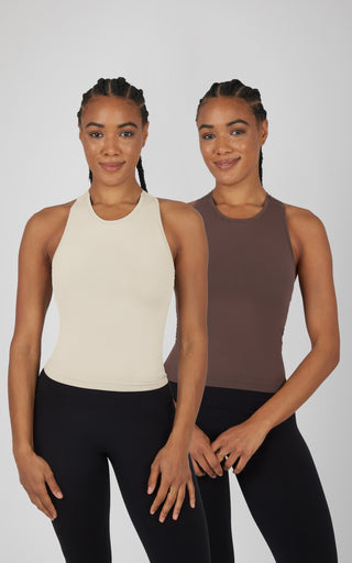2 PK Seamless Racerback Tank Top with Built in Bra