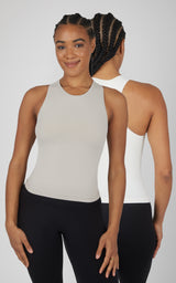 2 PK Seamless Racerback Tank Top with Built in Bra - 90 Degree by Reflex