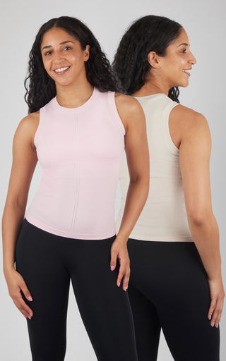 2 Pack Seamless Bridgett Slim Fit High Neck Tank