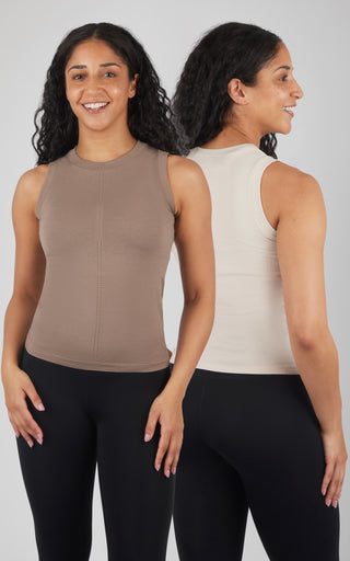 2 Pack Seamless Bridgett Slim Fit High Neck Tank