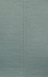 Close-up of green seamless fabric with vertical textured stitch detail.