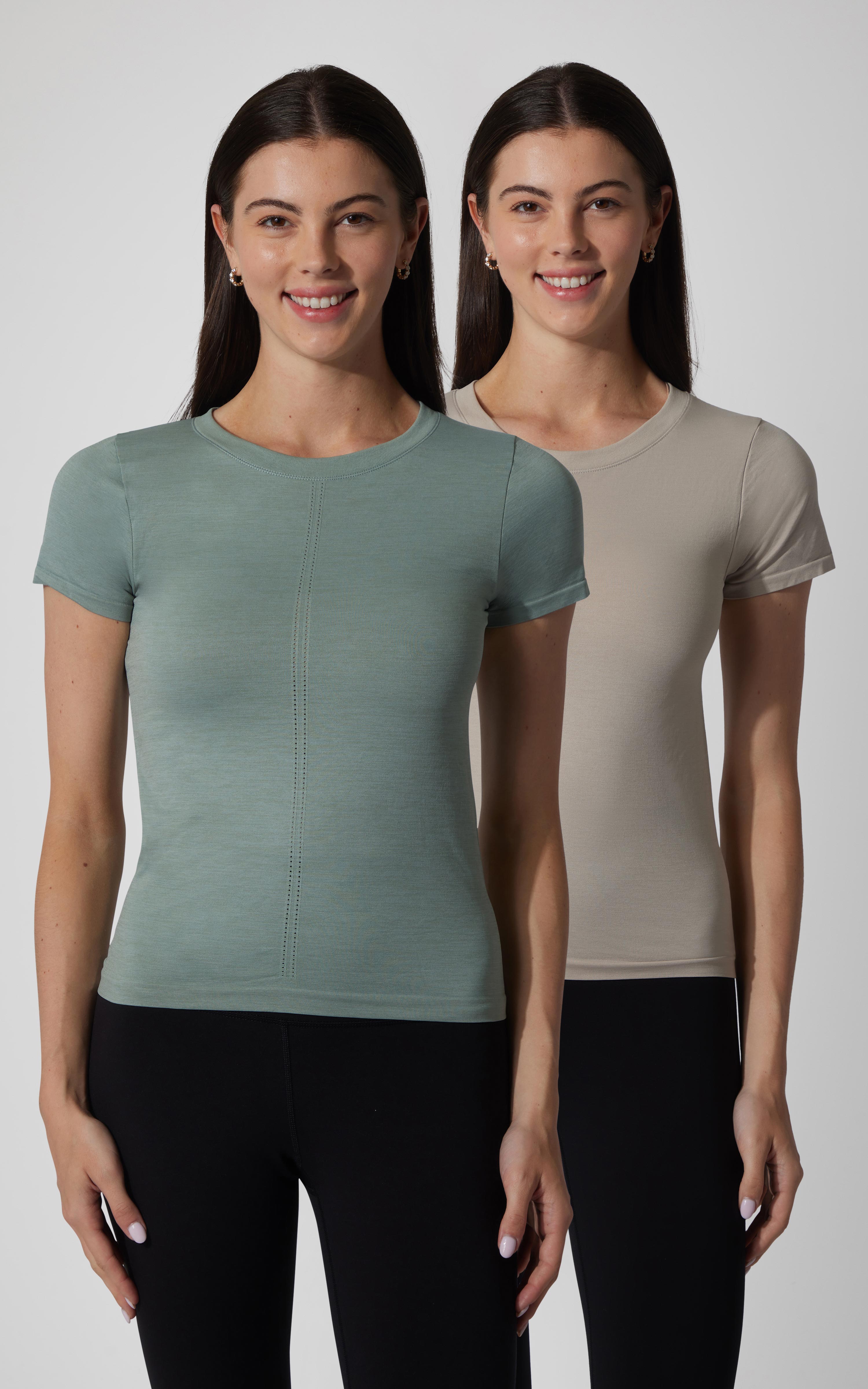 2 PK Seamless Bridgett Short Sleeve Full Length Tee