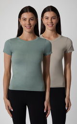 2 PK Seamless Bridgett Short Sleeve Full Length Tee - 90 Degree by Reflex