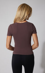 2 PK Seamless Ribbed Scoop Neck Short Sleeve Tee - Our Cafe Story - 90 Degree by Reflex