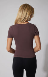 2 PK Seamless Ribbed Scoop Neck Short Sleeve Tee