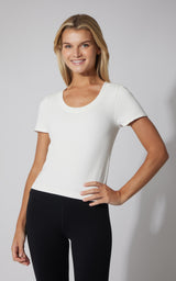 2 PK Seamless Ribbed Scoop Neck Short Sleeve Tee