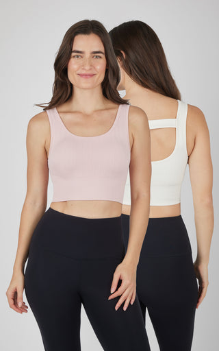 2 PK Seamless Cable Knit Texture Bra Top