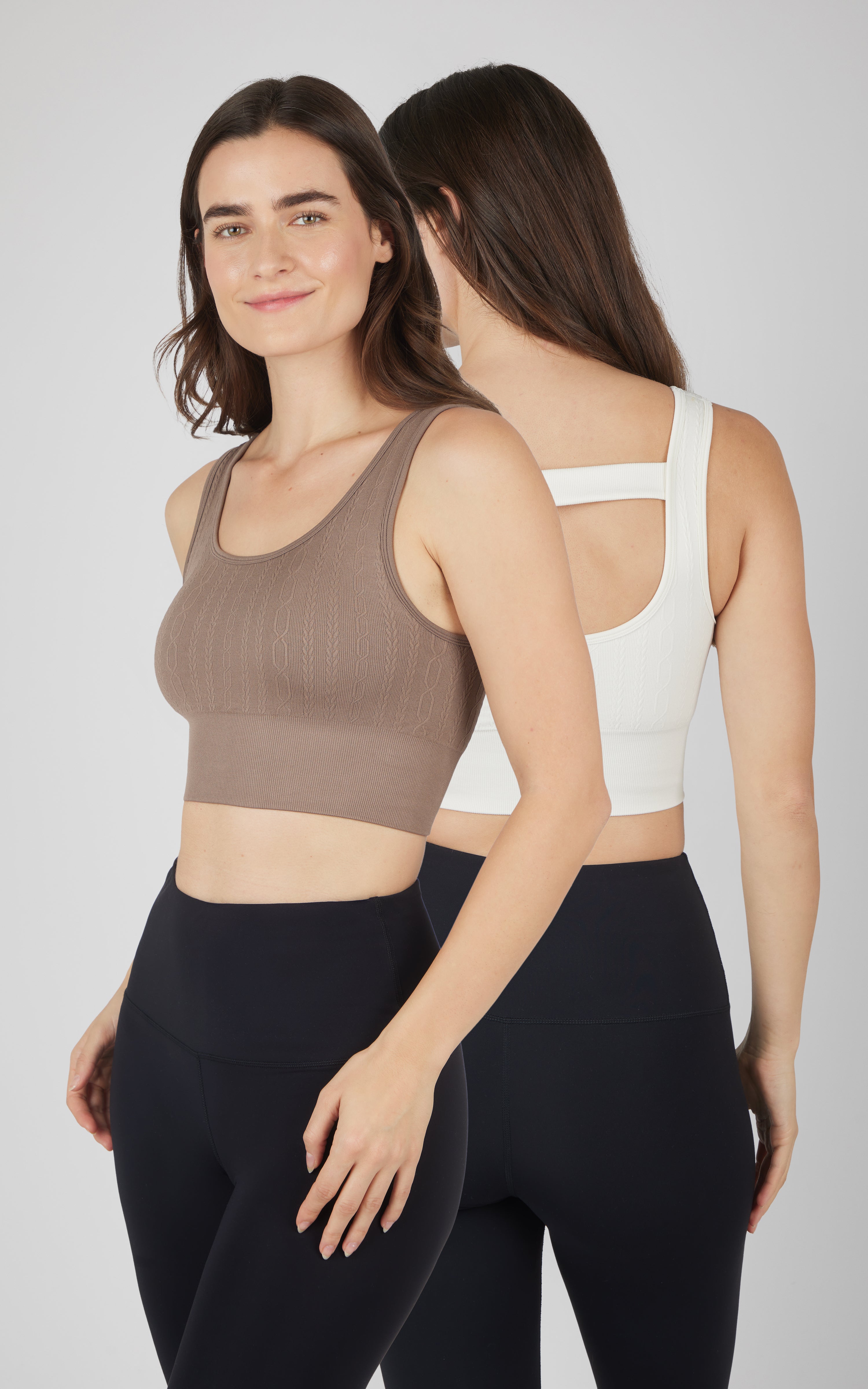 2 PK Seamless Cable Knit Texture Bra Top