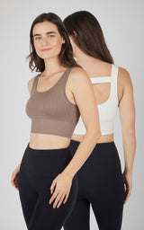 2 PK Seamless Cable Knit Texture Bra Top - 90 Degree by Reflex
