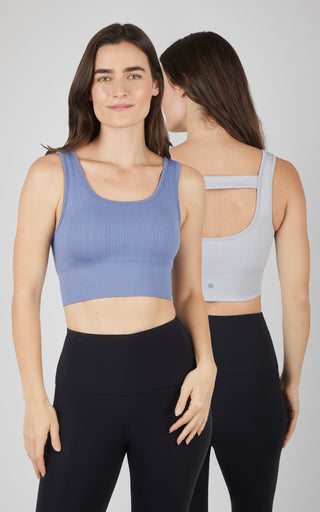 2 PK Seamless Cable Knit Texture Bra Top
