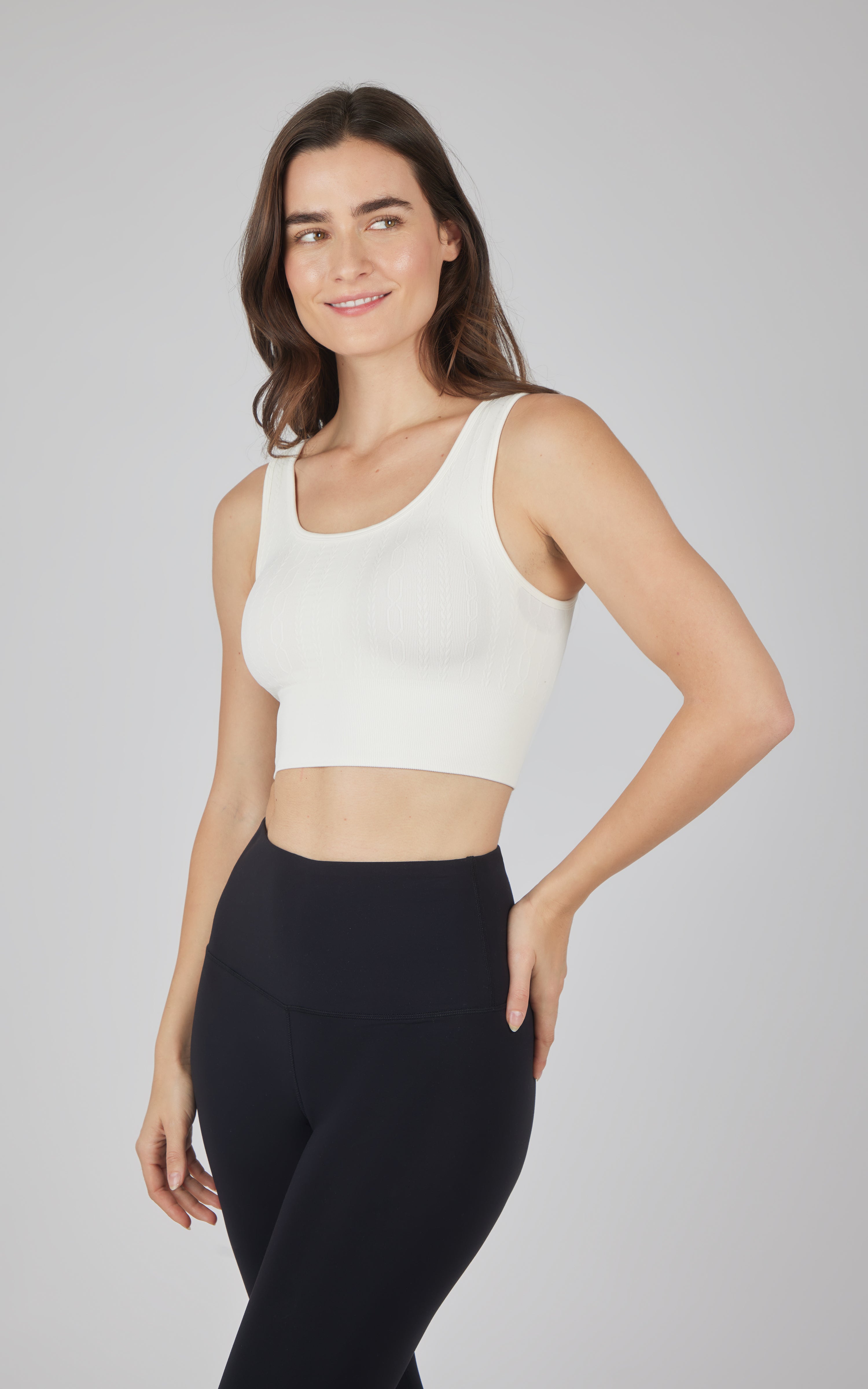 2 PK Seamless Cable Knit Texture Bra Top - 90 Degree by Reflex