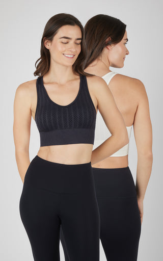 2 PK Seamless Cable Knit Racerback Bra Top