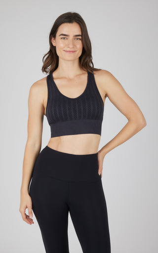 2 PK Seamless Cable Knit Racerback Bra Top