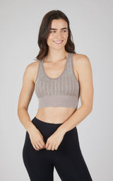 2 PK Seamless Cable Knit Racerback Bra Top