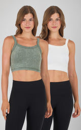 Stone Wash & Classic Seamless Anette Bra Tank 2 PK - 90 Degree by Reflex