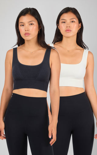 2 PK Stonewash Seamless Bra Tank - 90 Degree by Reflex