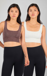 2 PK Stonewash Seamless Bra Tank - 90 Degree by Reflex