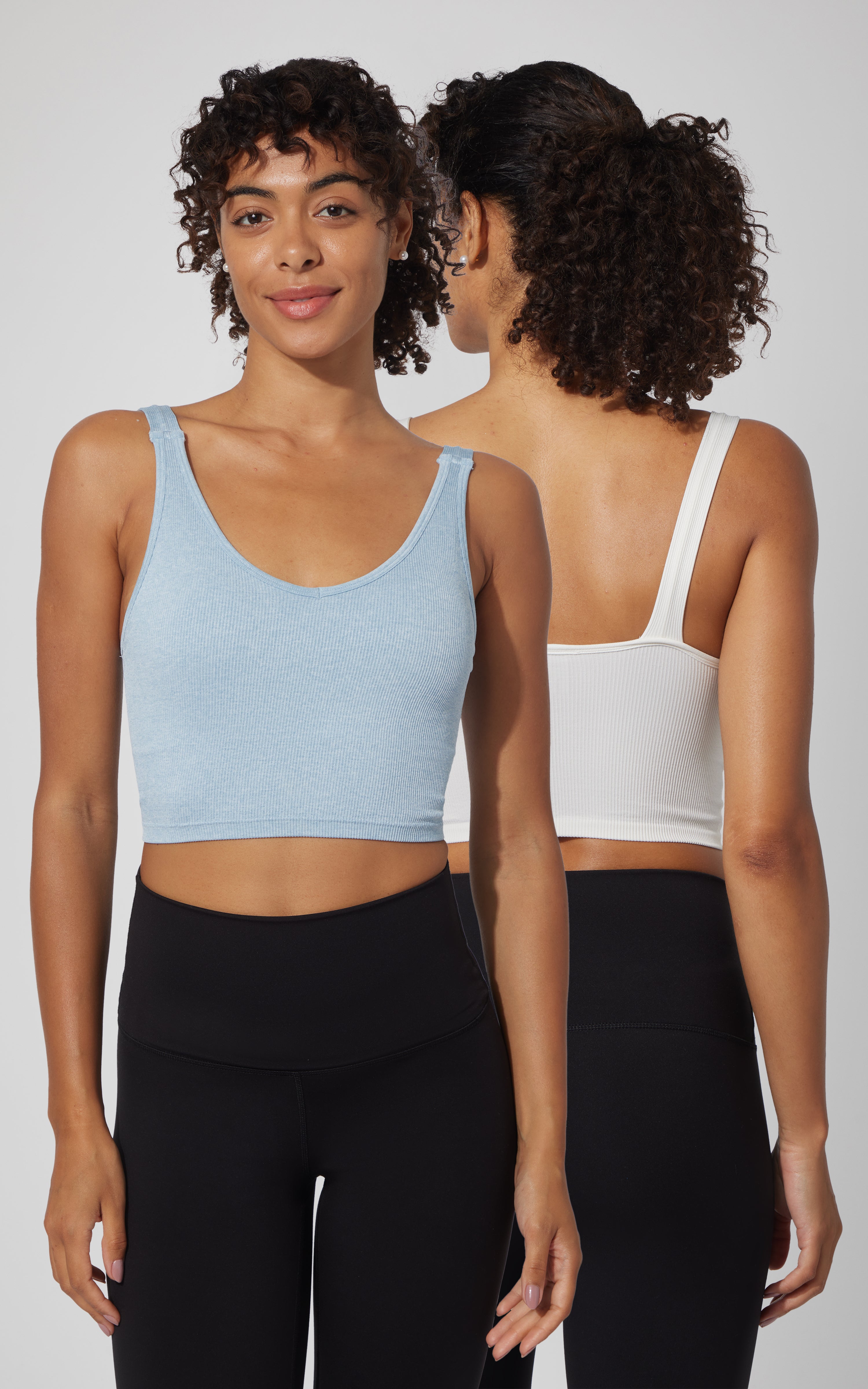 2 PK Alamo Ribbed Seamless V-Neck Bra Tank