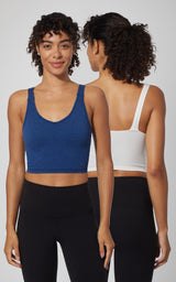 2 PK Alamo Ribbed Seamless V-Neck Bra Tank - 90 Degree by Reflex