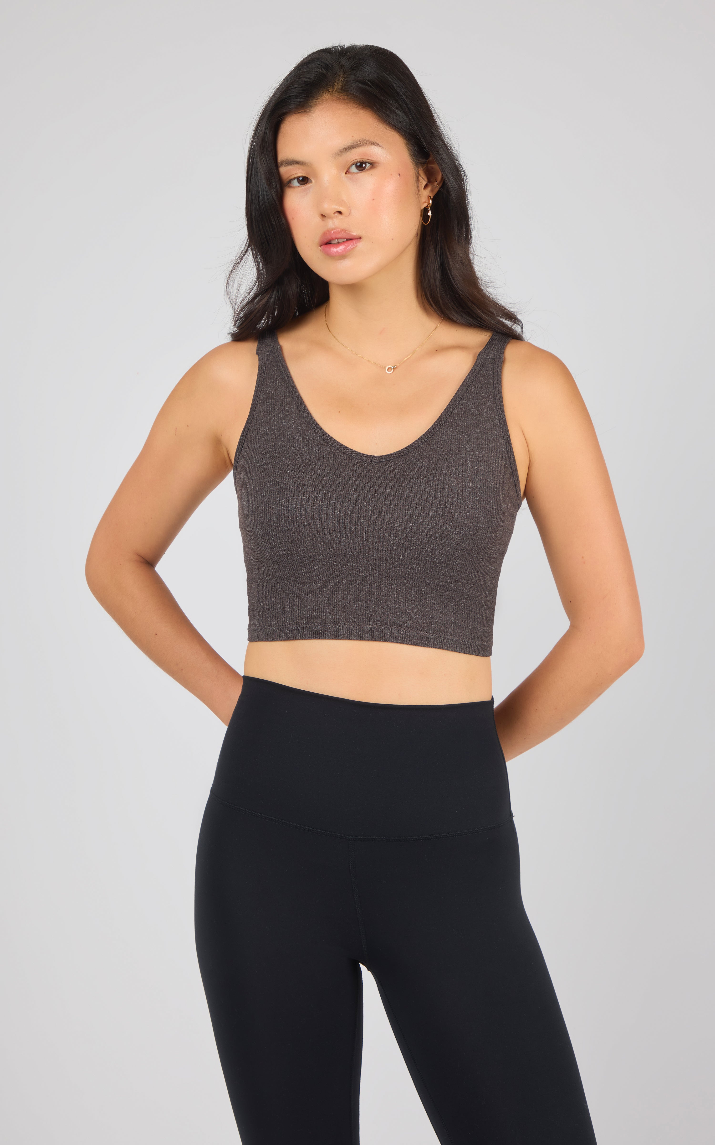 2 PK Alamo Ribbed Seamless V-Neck Bra Tank - 90 Degree by Reflex