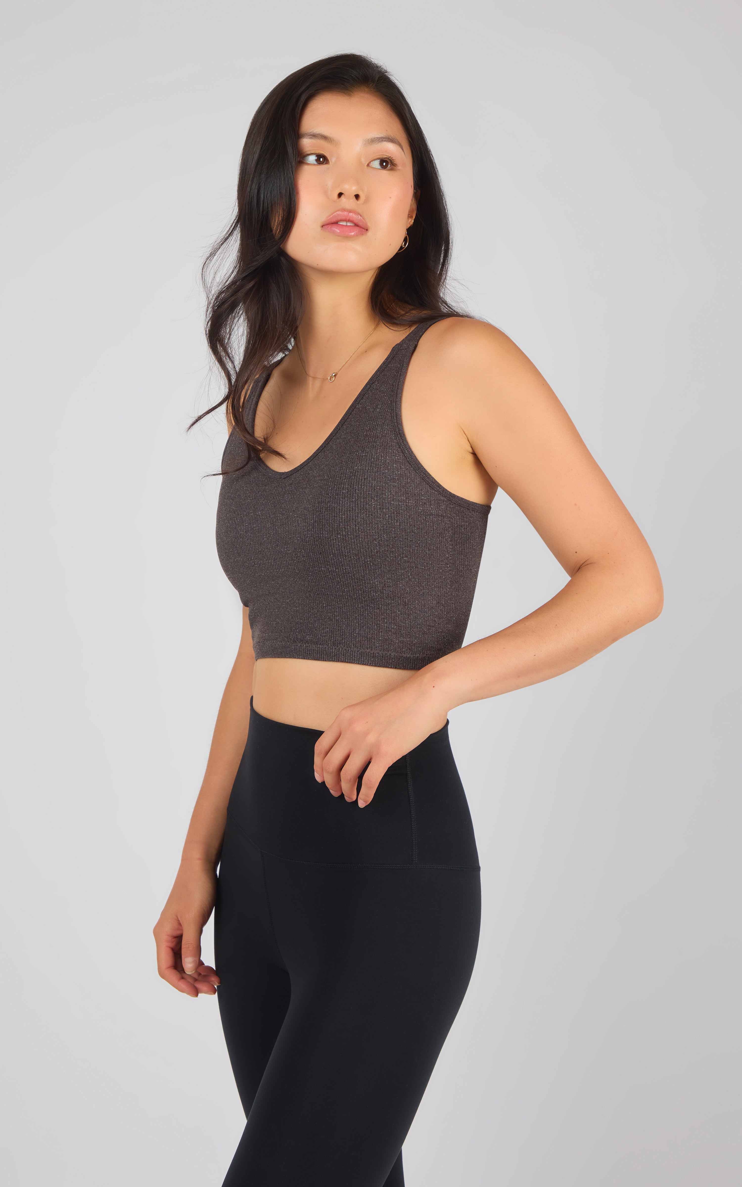 2 PK Alamo Ribbed Seamless V-Neck Bra Tank - 90 Degree by Reflex
