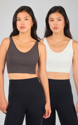 2 PK Alamo Ribbed Seamless V-Neck Bra Tank - 90 Degree by Reflex