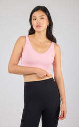 2 PK Alamo Ribbed Seamless V-Neck Bra Tank - 90 Degree by Reflex