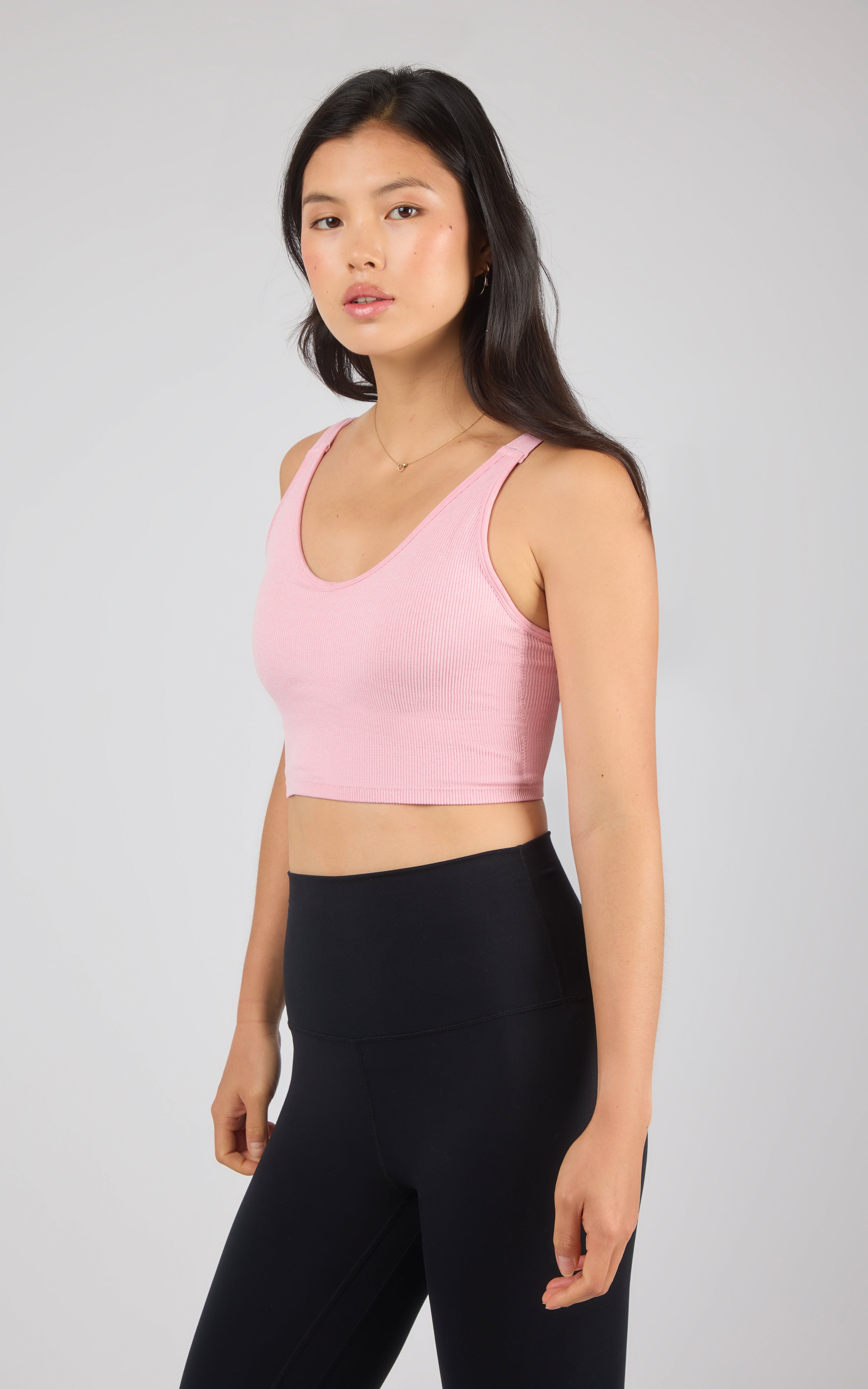 2 PK Alamo Ribbed Seamless V-Neck Bra Tank - 90 Degree by Reflex
