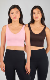 2 PK Alamo Ribbed Seamless V-Neck Bra Tank - 90 Degree by Reflex