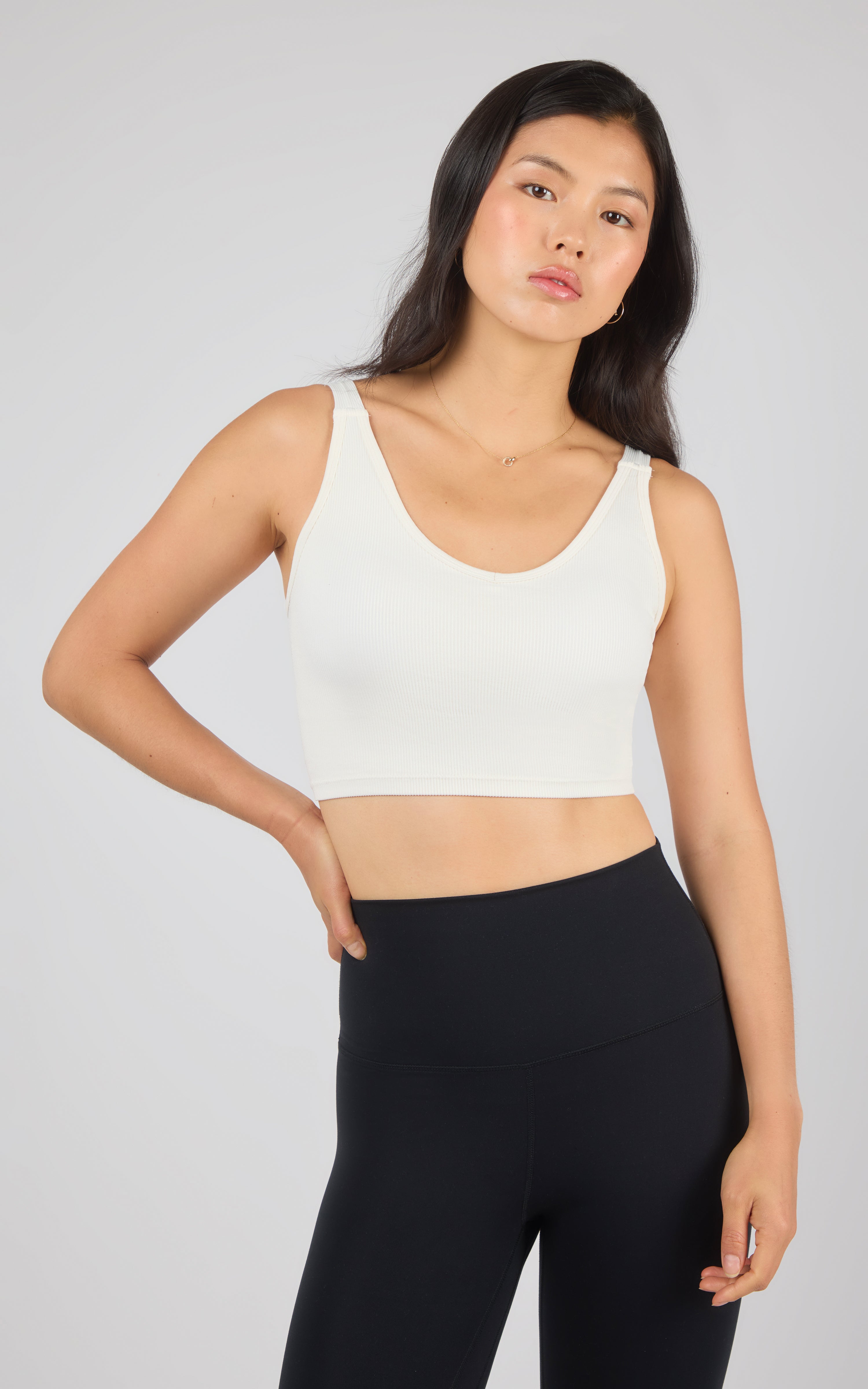 2 PK Alamo Ribbed Seamless V-Neck Bra Tank - 90 Degree by Reflex