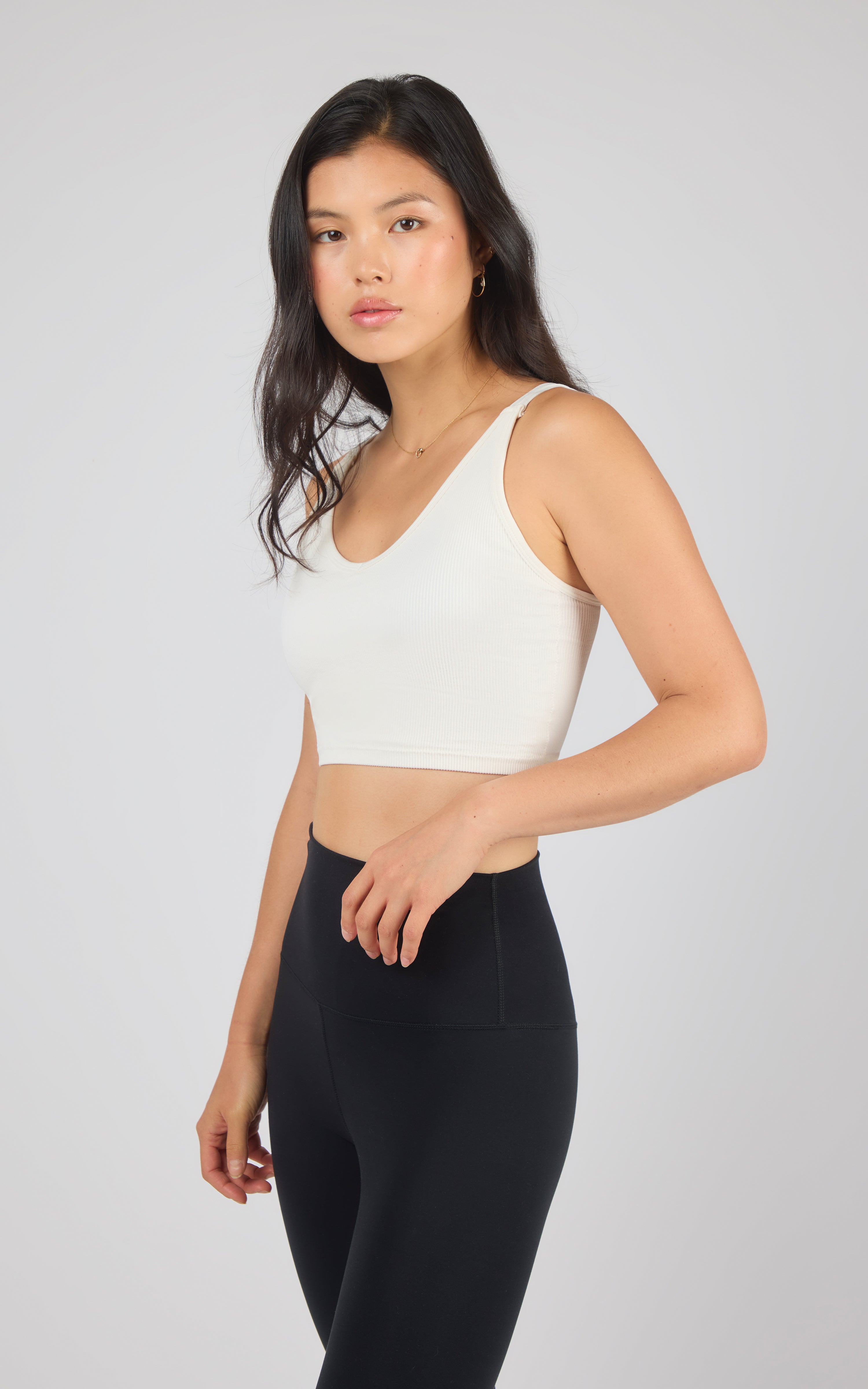2 PK Alamo Ribbed Seamless V-Neck Bra Tank - 90 Degree by Reflex