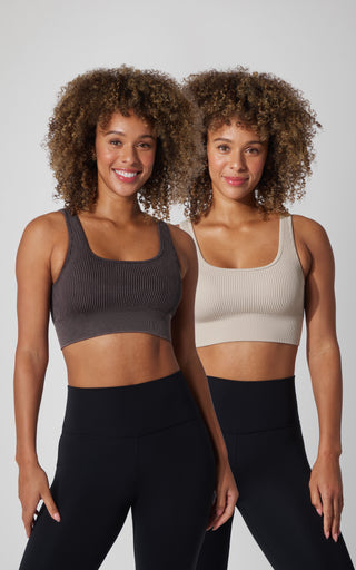 2 PK Stone Wash Ribbed Bra