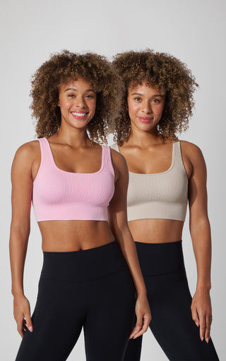 2 PK Stone Wash Ribbed Bra