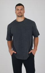 Mens Acid Wash Oversized Boxy Crew Neck Tee - 90 Degree by Reflex