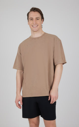Mens Acid Wash Oversized Boxy Crew Neck Tee