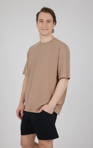 Mens Acid Wash Oversized Boxy Crew Neck Tee