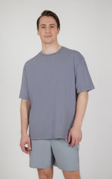 Mens Acid Wash Oversized Boxy Crew Neck Tee - 90 Degree by Reflex
