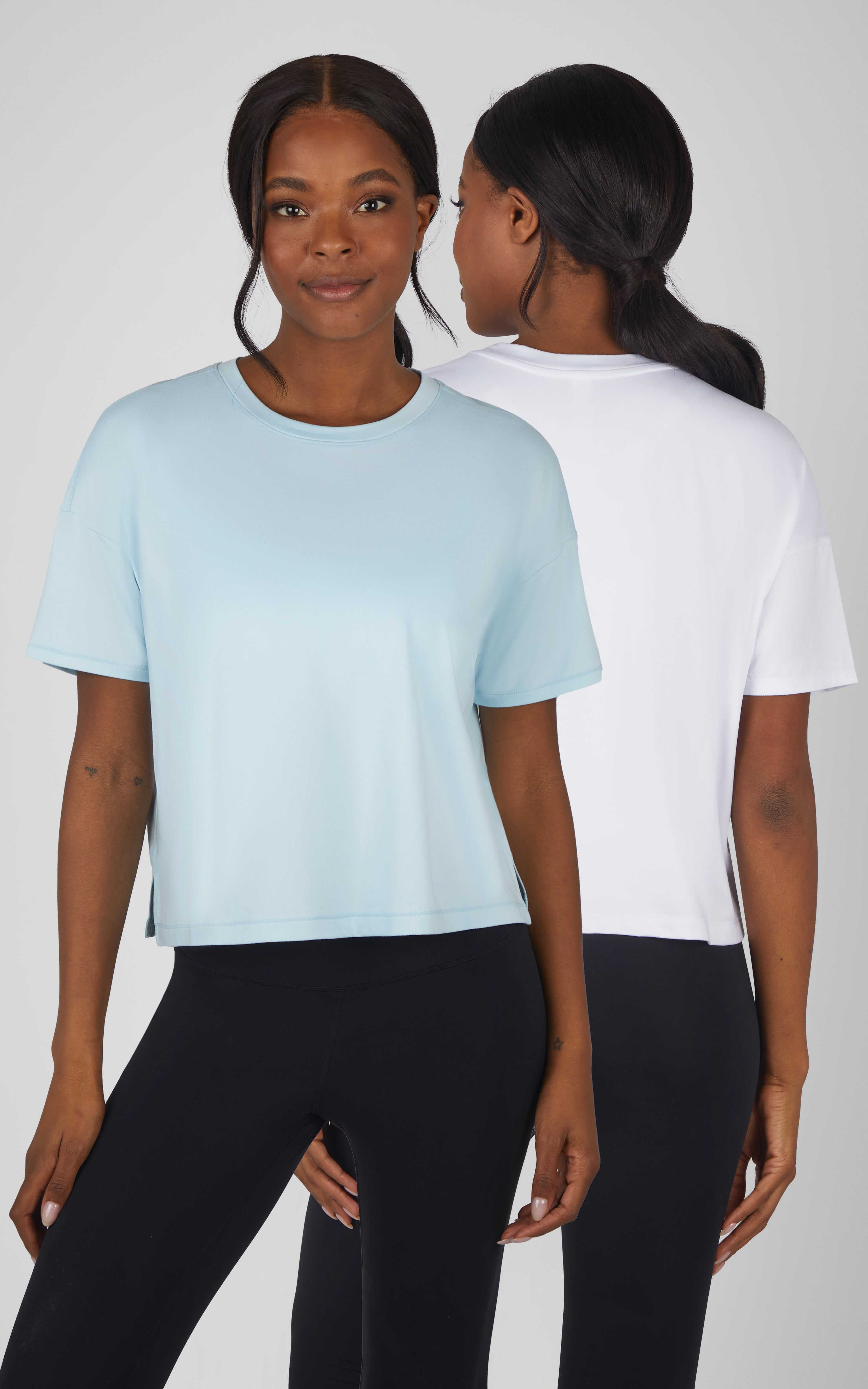 2 Pack Super Soft Deluxe Boxy Cropped Tee - Our Petal Tone Story - 90 Degree by Reflex