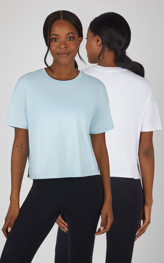 2 Pack Super Soft Deluxe Boxy Cropped Tee - Our Petal Tone Story - 90 Degree by Reflex