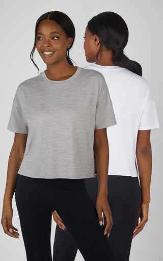2 Pack Super Soft Deluxe Boxy Cropped Tee