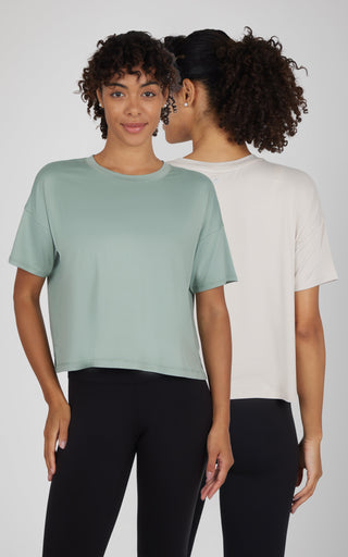 2 Pack Super Soft Deluxe Boxy Cropped Tee - Our Petal Tone Story - 90 Degree by Reflex