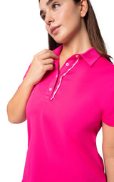 Pique Tee Time Polo Top with Ruched Detail - 90 Degree by Reflex