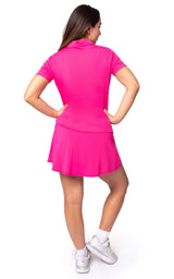 Pique Tee Time Polo Top with Ruched Detail - 90 Degree by Reflex