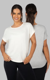 2 Pack Super Soft Beverly Rolled Hem Short Sleeve Shirt - 90 Degree by Reflex