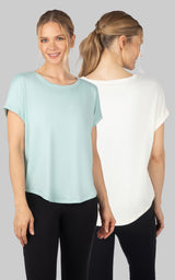 2 Pack Super Soft Beverly Rolled Hem Short Sleeve Shirt - 90 Degree by Reflex