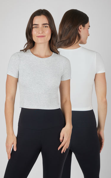 Heavenly Rib Tara Cropped Short Sleeve Shirt - SSY16377-2PK – 90
