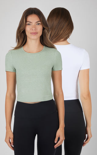 2 PK Heavenly Rib Short Sleeve Shirt - 90 Degree by Reflex