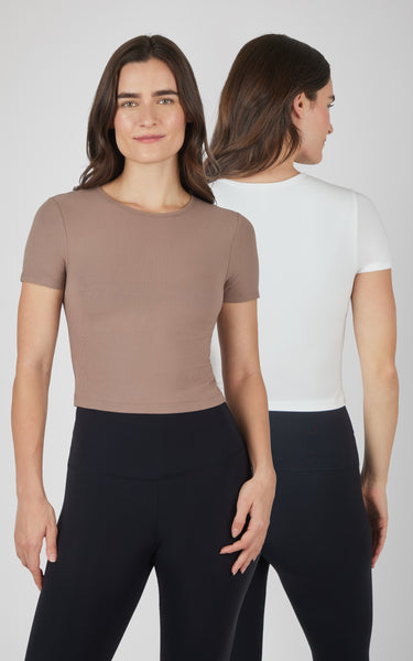 Heavenly Rib Tara Cropped Short Sleeve Shirt - SSY16377-2PK – 90