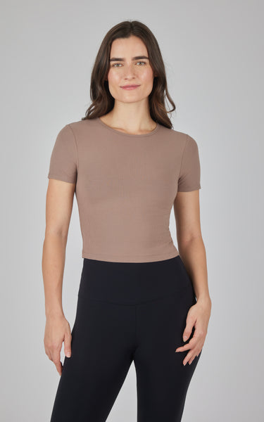 Heavenly Rib Tara Cropped Short Sleeve Shirt - SSY16377-2PK – 90