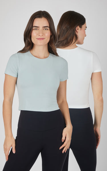 Heavenly Rib Tara Cropped Short Sleeve Shirt - SSY16377-2PK – 90